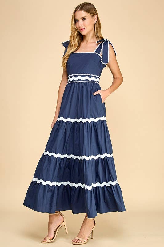 Ricrac Detail Midi Dress