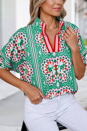 Geometric Butterfly Print Blouse