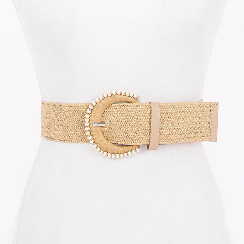 Faux Straw Stretch Belt