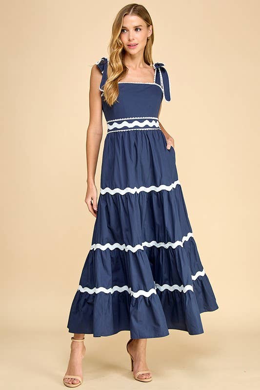 Ricrac Detail Midi Dress