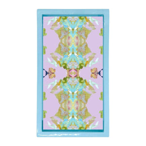 Monet's Garden Green Guest Towels with Light Blue Enamel Holder