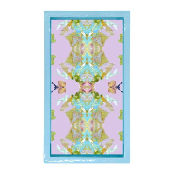 Monet's Garden Green Guest Towels with Light Blue Enamel Holder