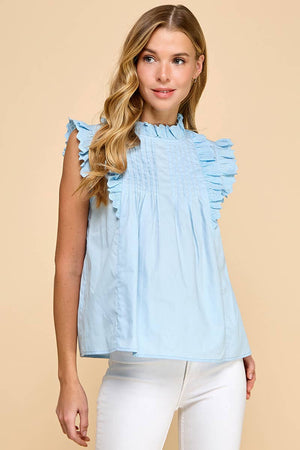 Cotton Sleeveless Ruffled Lace Detail Top