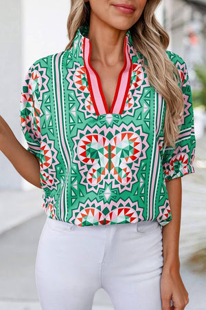 Geometric Butterfly Print Blouse