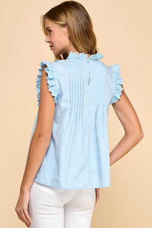 Cotton Sleeveless Ruffled Lace Detail Top