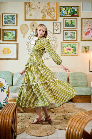 Banyan Long Sleeve Dress - Green Leaf