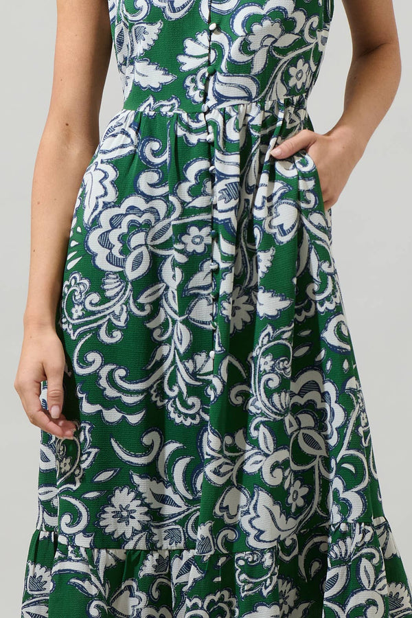 Harriet Floral Evianna Button Down Flutter Maxi Dress