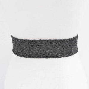 Faux Straw Two Buckles Elastic Belt