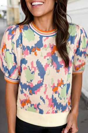 Abstract Print Sweater Top