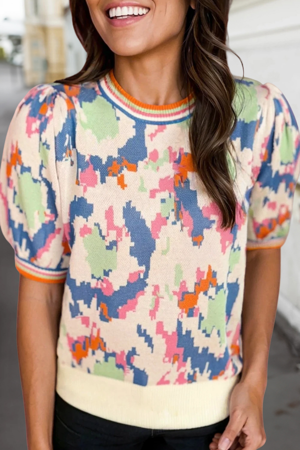 Abstract Print Sweater Top