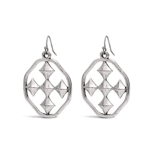 large dangle shield earrings