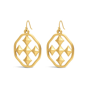 large dangle shield earrings