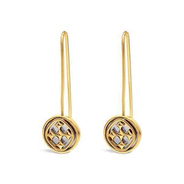 drop wire medallion earrings