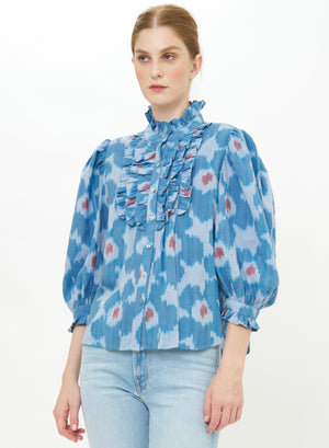 Ruffle Front Button Blouse