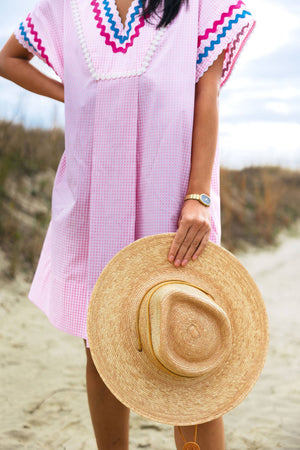 Augusta Caftan, Pink Gingham