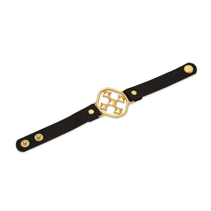 large leather shield cuff bracelet