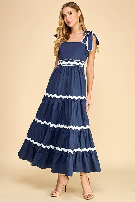 Ricrac Detail Midi Dress