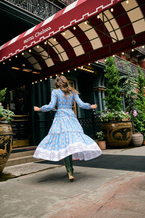 Banyan Long Sleeve Dress - Blue Daisy