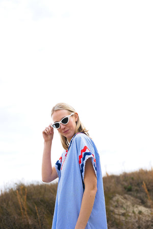 Augusta Caftan, Blue Gingham