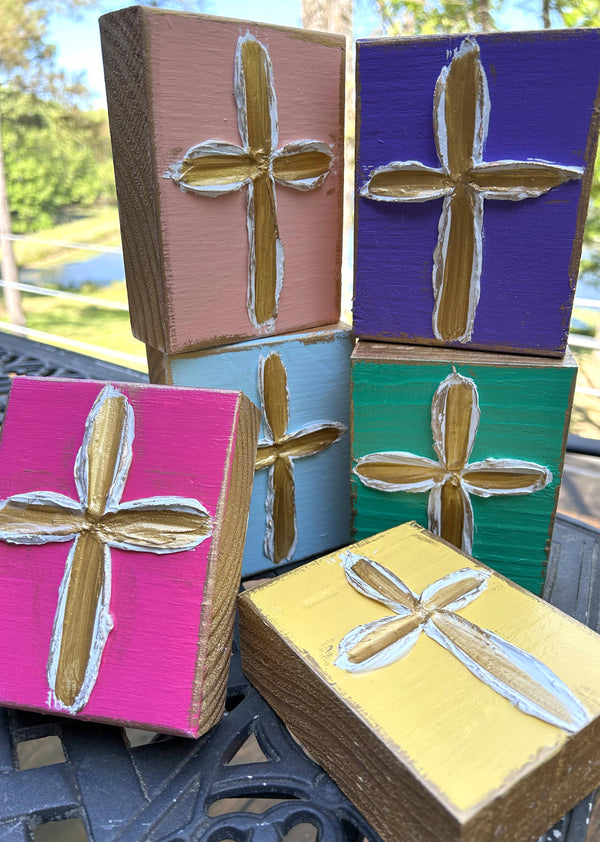 Joyful Handpainted Cross block