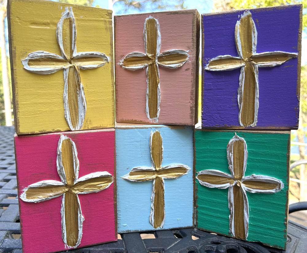 Joyful Handpainted Cross block