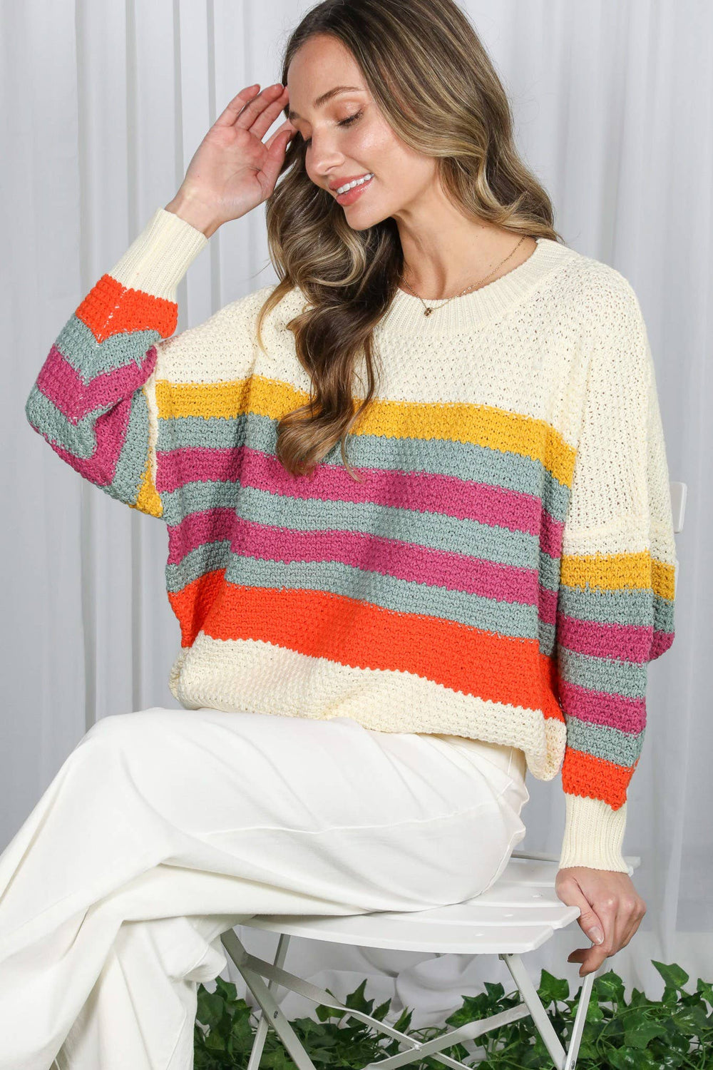 Crew Neck Striped Sweater