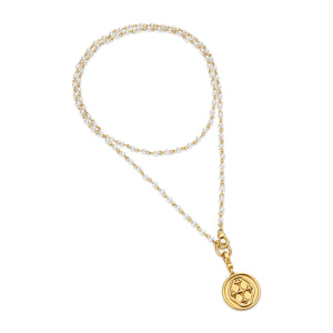 rosary style glass beaded necklace gold