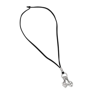 suede shield & charm lariat