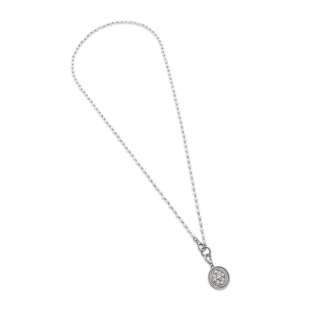 rosary style glass beaded necklace