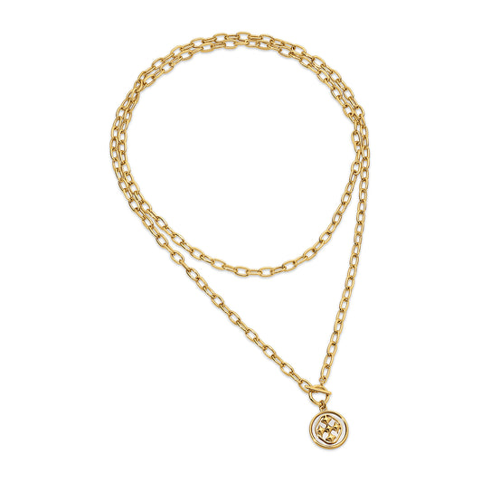 medallion long paperclip necklace