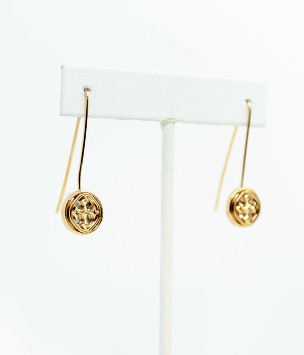 drop wire medallion earrings