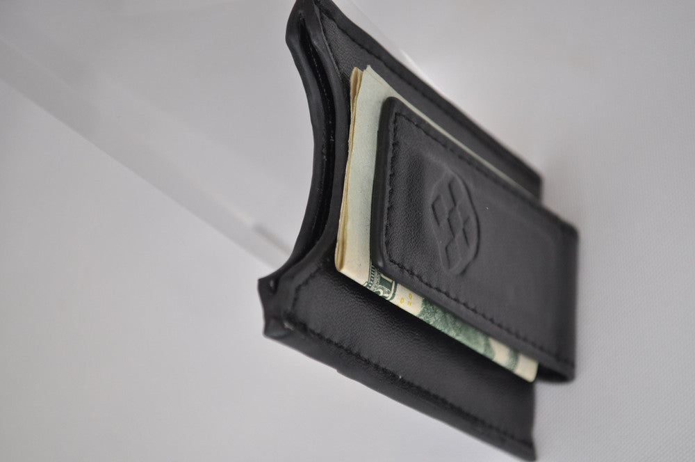 Men's Money Clip - Black Leather