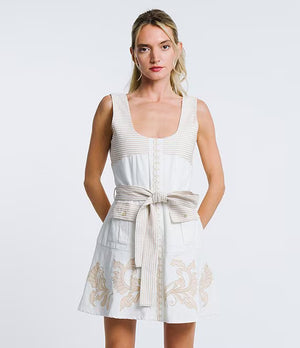 Delina Floral Embroidered Fit & Flare Mini Dress