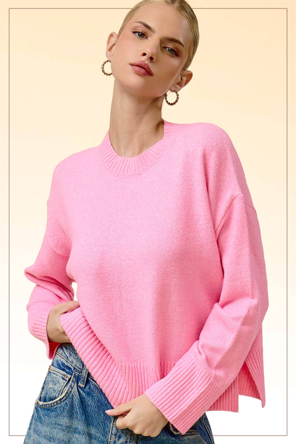 Crew Mock Neck Drop Shoulder Sweater Game Day Fall