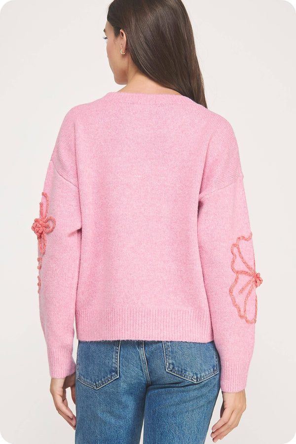 Floral Embroidered Knit Sweater