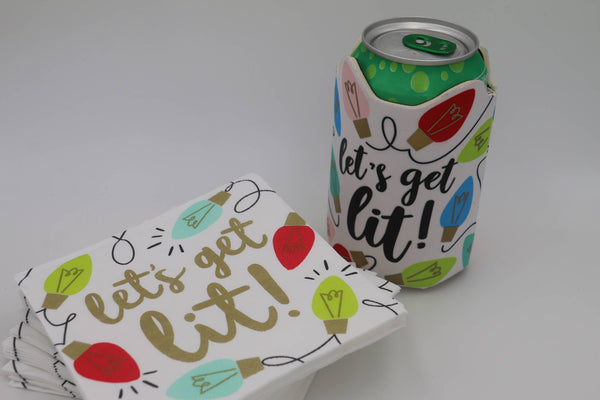 Funny Christmas Cocktail Napkins | Let's Get Lit - 20ct