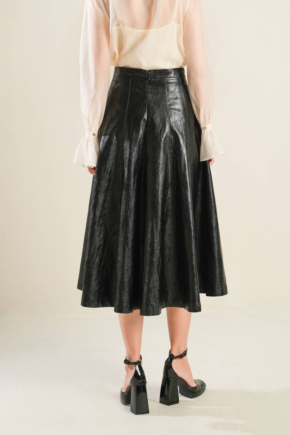 A faux leather full skirt