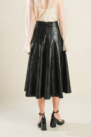 A faux leather full skirt