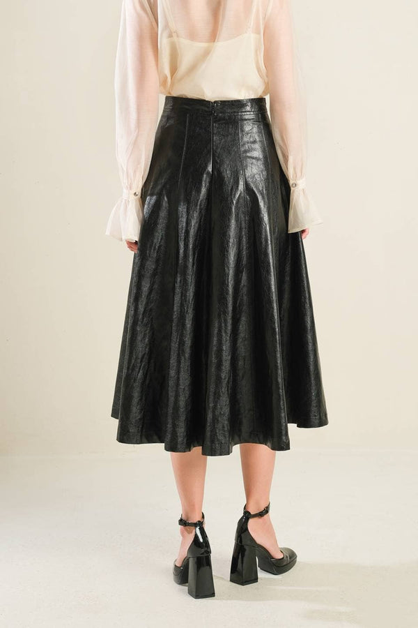 A faux leather full skirt