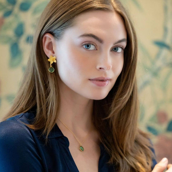 Cecile Green Quartz Drop Earrings - Whimsical Flair
