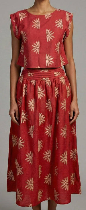 Crimson Embroidered Set