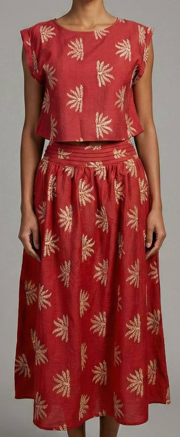 Crimson Embroidered Set