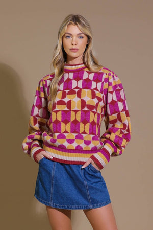 Cozy jacquard knit sweater