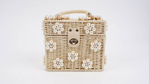 Wicker Bucket Daisy Flower Purse