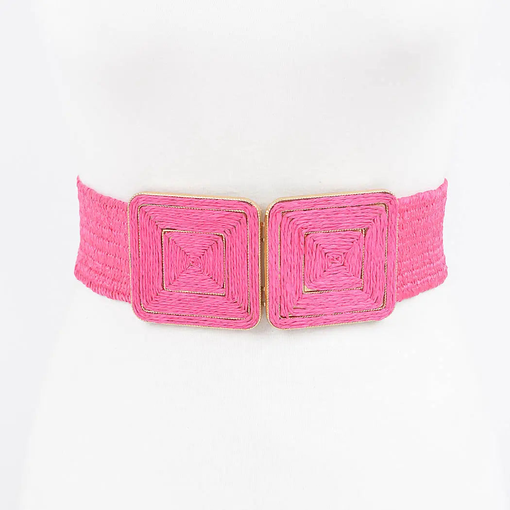 Faux Straw Two Buckle Belt