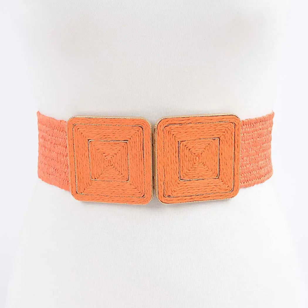 Faux Straw Two Buckle Belt