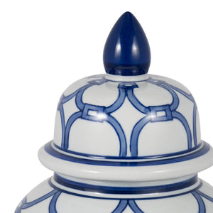 Ceramic Links Lidded Decorative Temple Jar - Blue, 14 in.