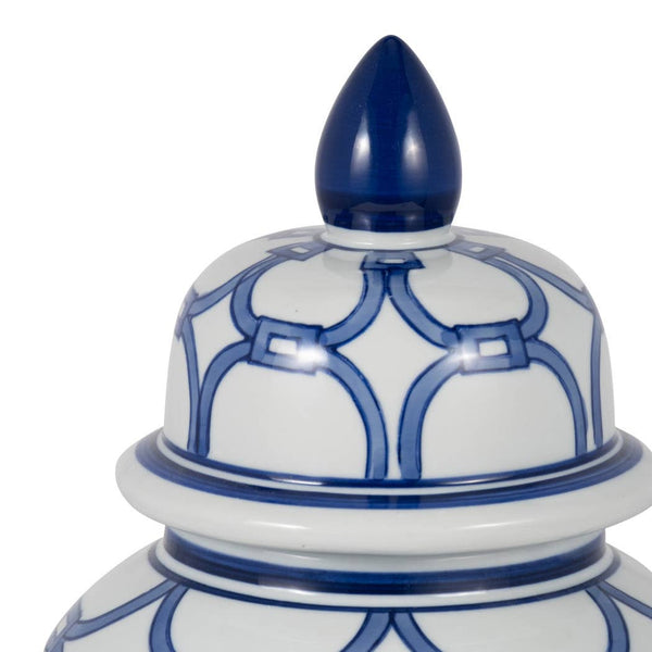 Ceramic Links Lidded Decorative Temple Jar - Blue, 14 in.