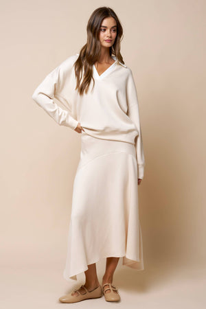 Contrast Collared V Neck Top