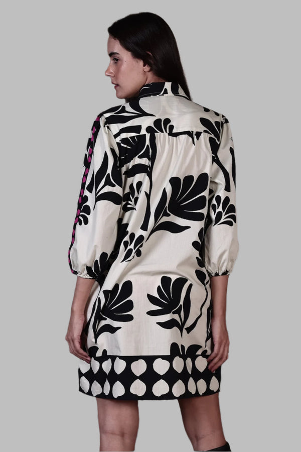 Ava Dress - Black Foliage
